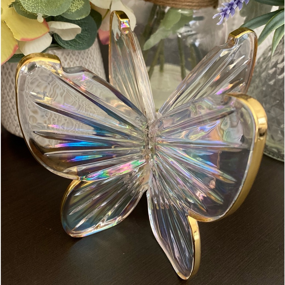 🆕🦋 RARE BATH & BODY WORKS IRIDESCENT BUTTERFLY 3-WICK CANDLE HOLDER. NEW! - Picture 3 of 6